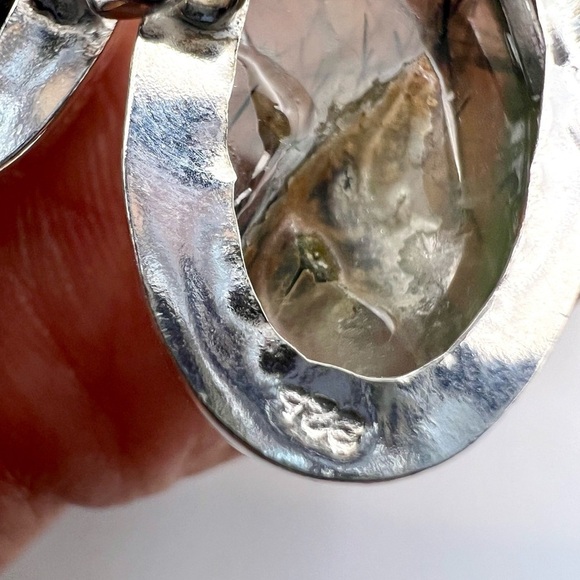 925 Massive Moss Prehnite Goddess Bib Collar Necklace Pendant - Picture 11 of 11